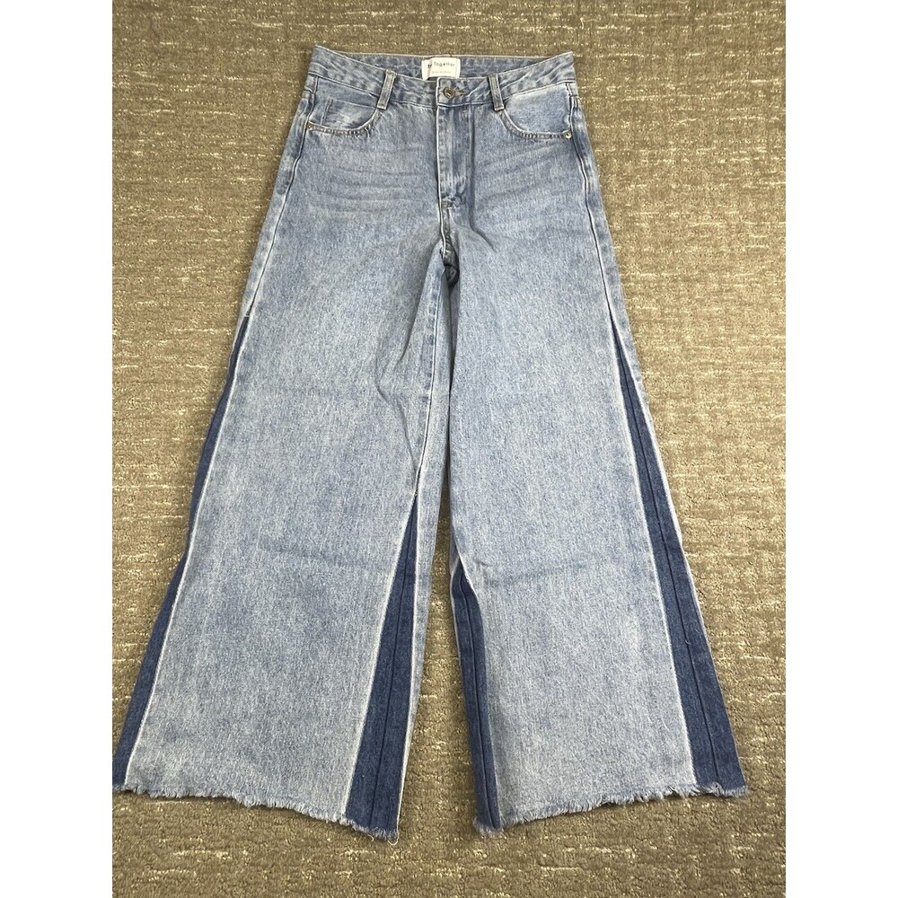 Denim By Together Size S Small Wide Leg Raw Hem Jeans